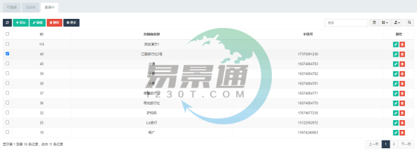 极悦注册景区分销系统：分销商管理列表