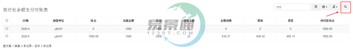极悦注册景区分销系统：旅行社余额支付对帐表